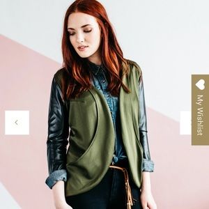 Yellowcake shop trifold blazer with leather sleeves S/M